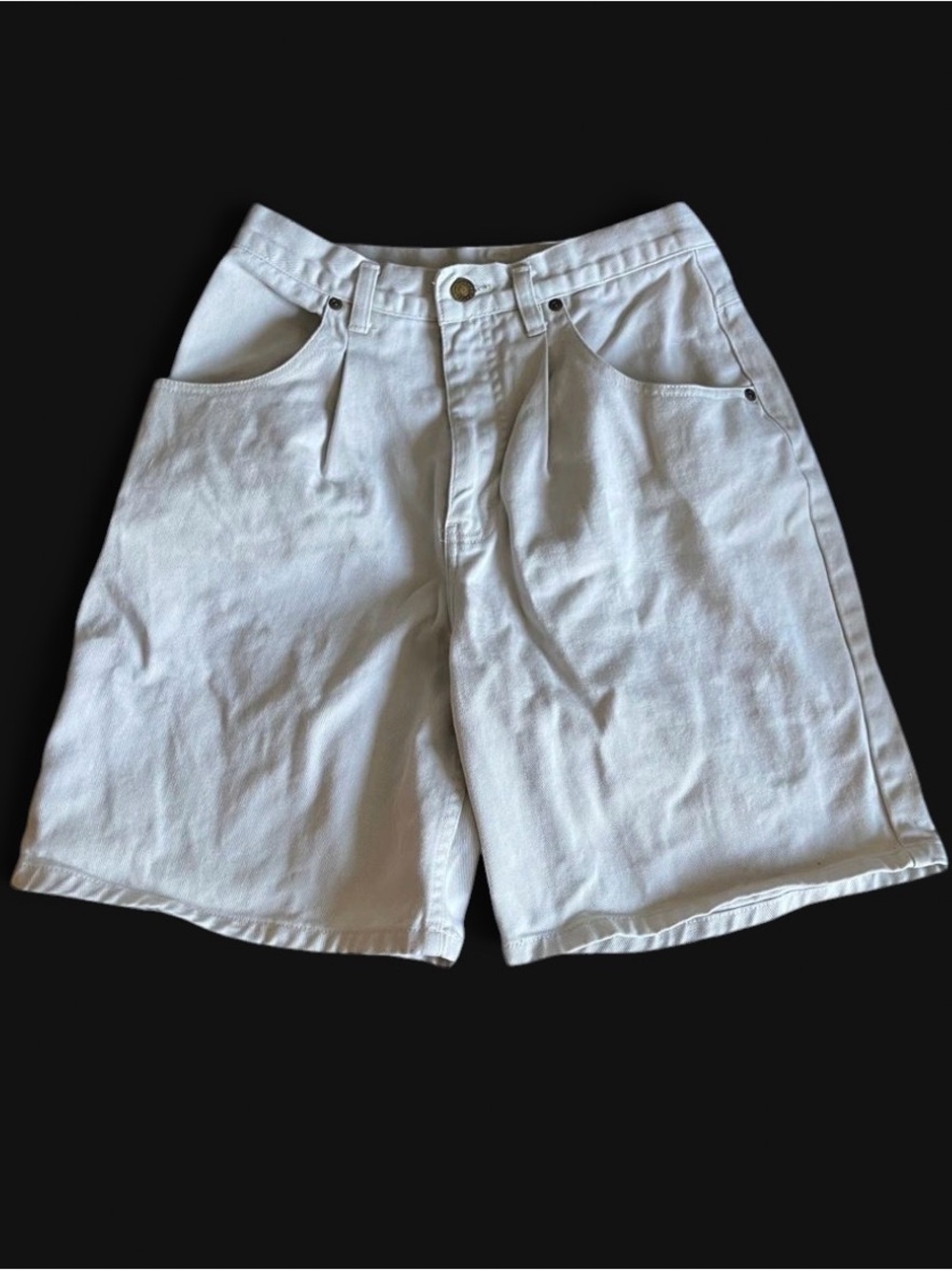 Vintage Eddie Bauer Pleated White Bull Denim Shorts